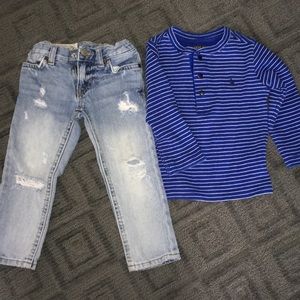 💙POLO bundle distressed jeans and warm shirt💙